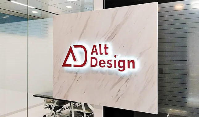 オフィスデザイン事例　アルトデザイン株式会社様　エントランス　LED看板